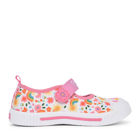 Girls Hallie Velcro Canvas Shoe In Ivory