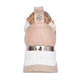 Ladies Alican Laced Wedge Trainer In Beige
