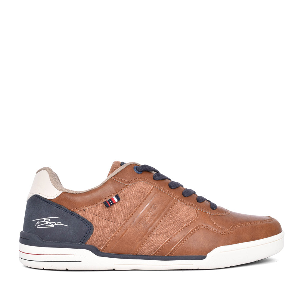 Mens De Klerk Laced Trainer In Camel