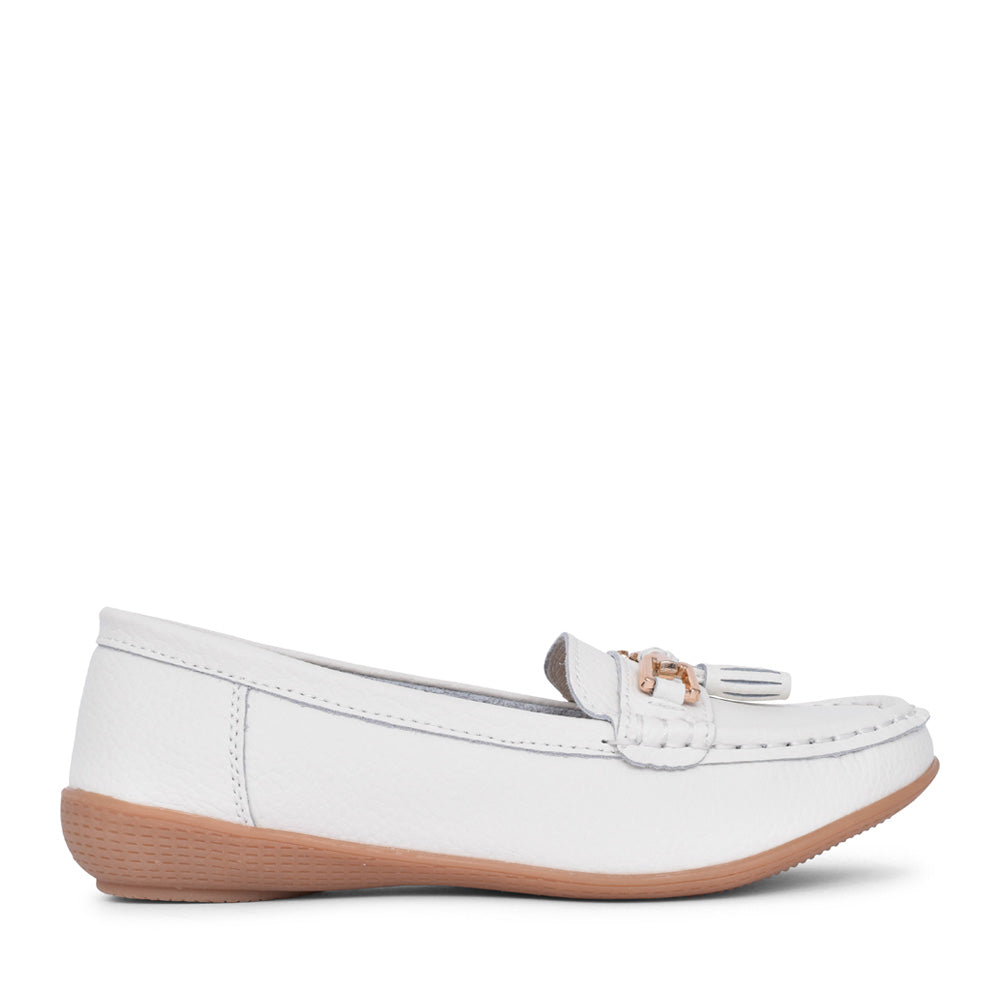 Ladies Nautical Slip-on Shoe In White