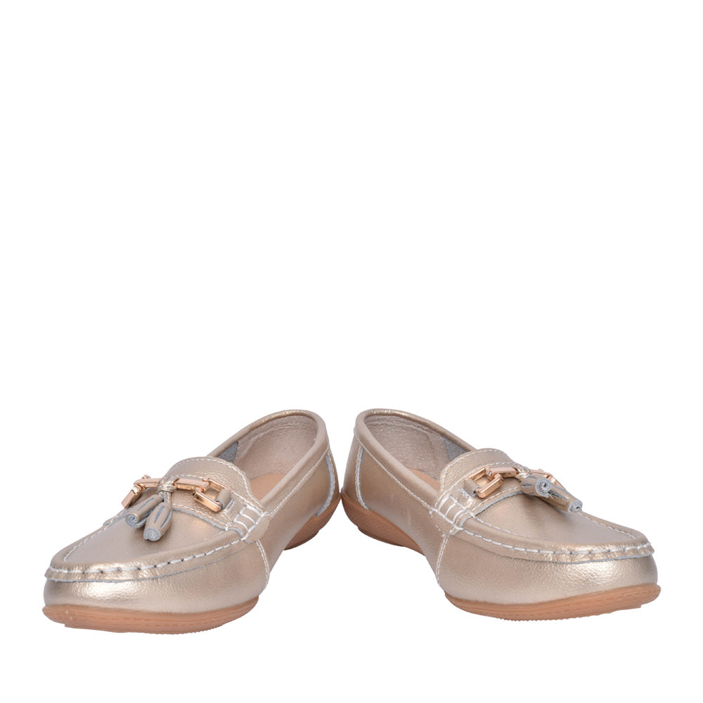 Ladies Nautical Slip-on Shoe In Gold