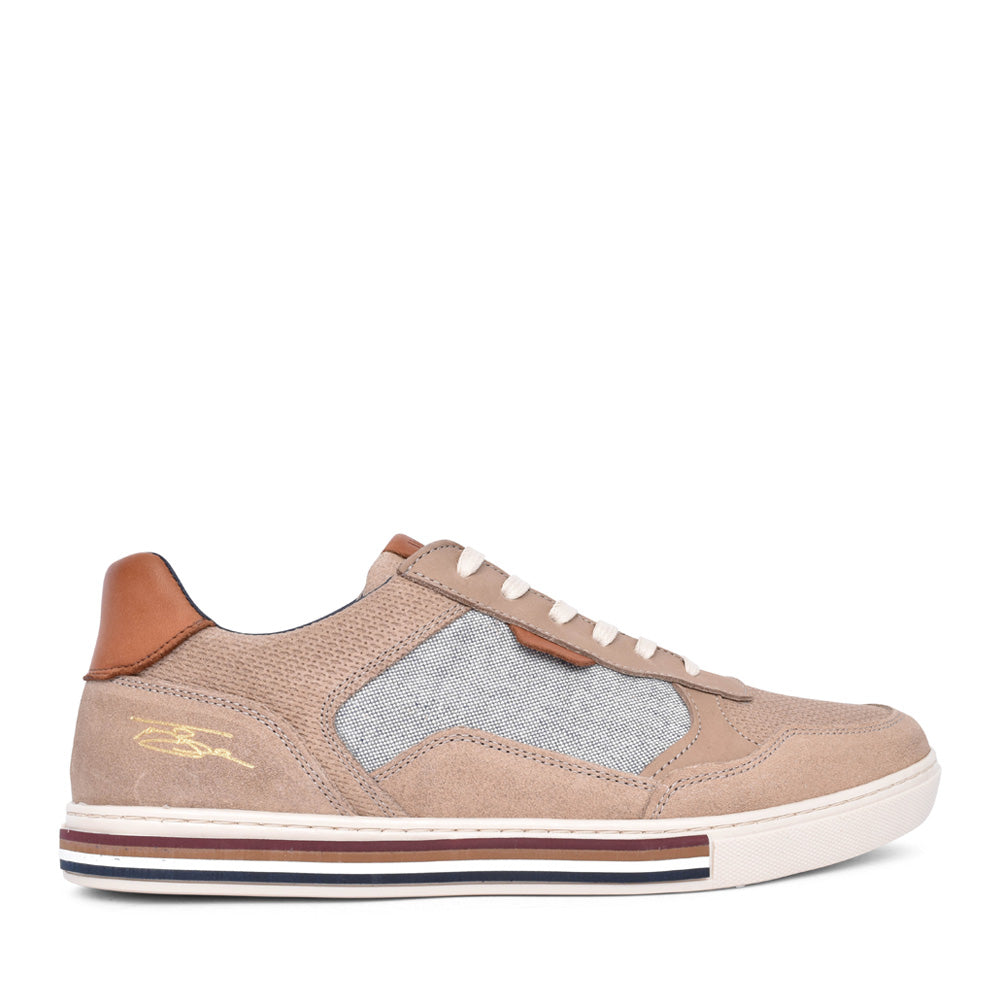 Mens Davies Laced Trainer In Taupe