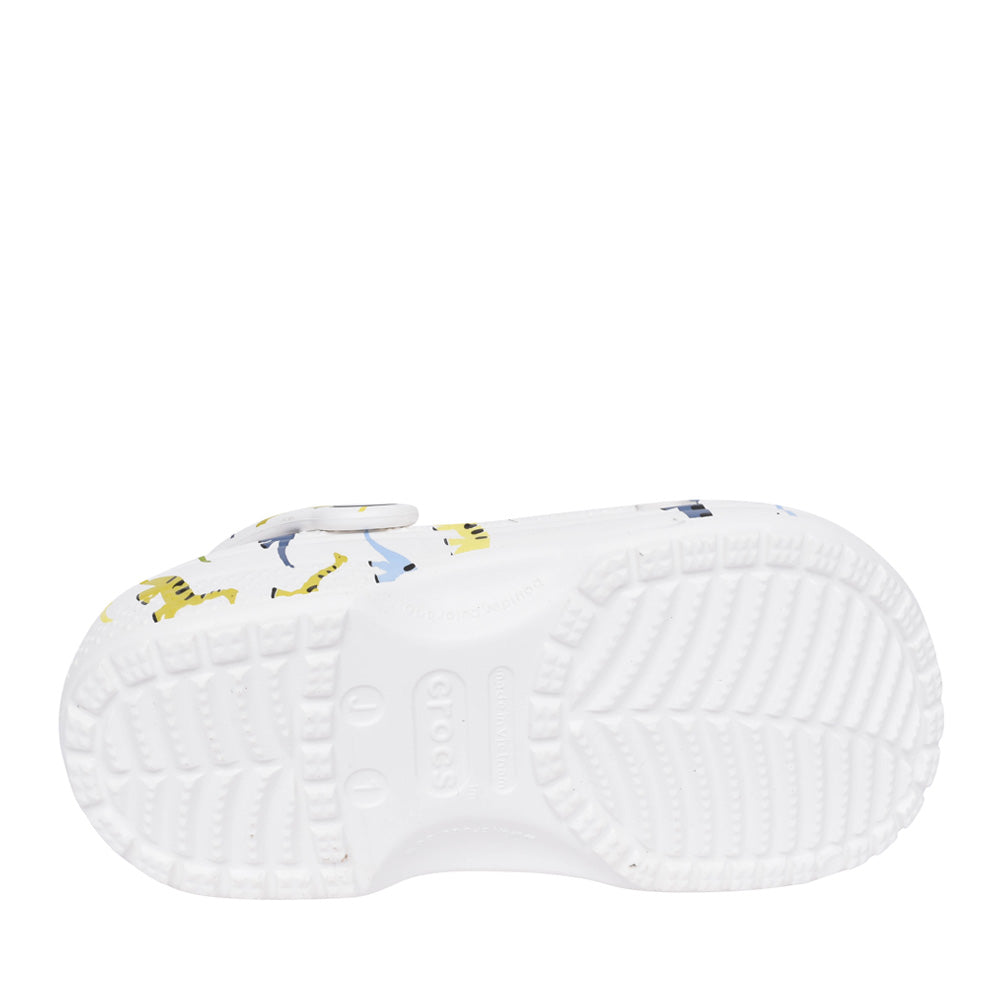 Boys 209695 Classic Dinosaur Print Clog In White Multi