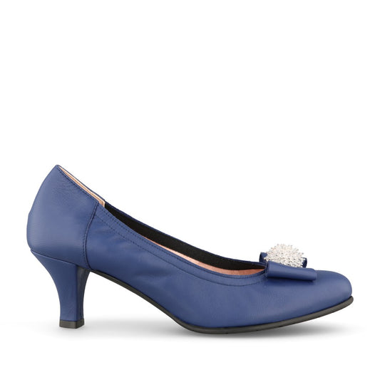 Ladies 3047 Nappa Low Heel Court Shoe In Navy