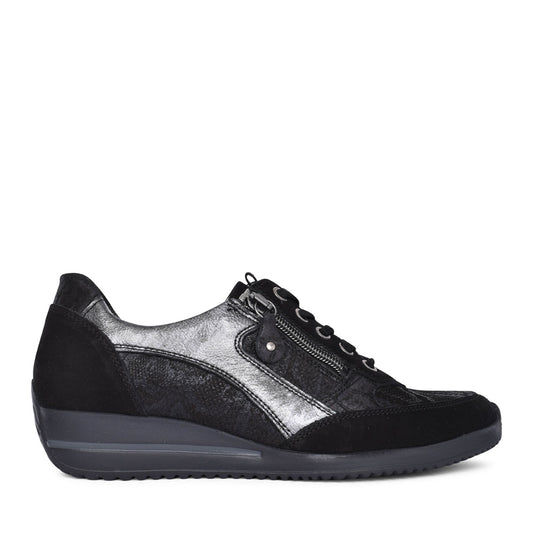 Ladies 980008 Himona H-fit Laced Trainer In Black