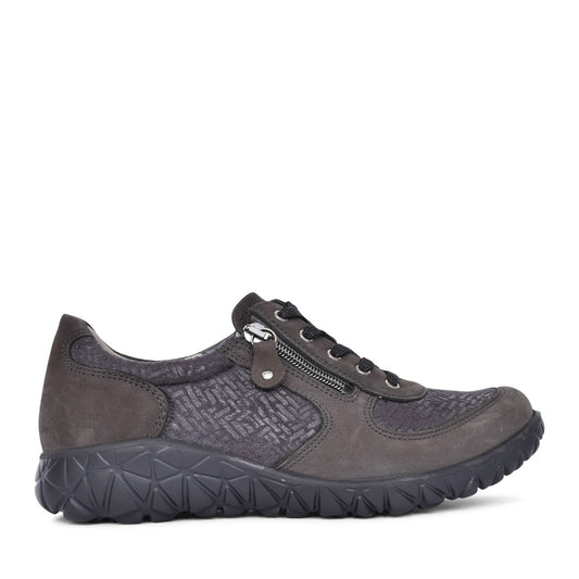 Ladies H89001 Havy Soft Laced Trainer In Dark Grey
