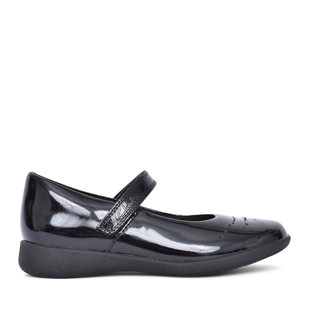 Girls Etch Gem K Black Patent Mary Jane Shoe In Kids G Fit