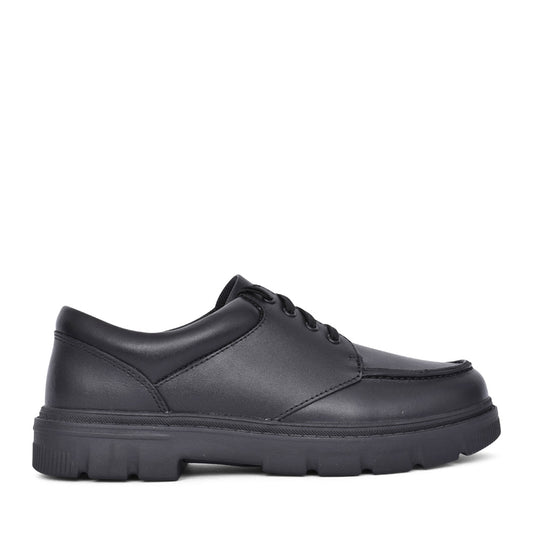 Boys Lorcam Edge Youth Black Leather Laced Shoe In Kids F Fit