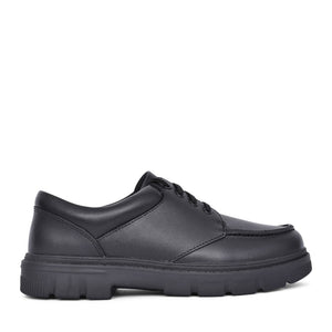 Boys Lorcam Edge Youth Black Leather Laced Shoe In Kids H Fit