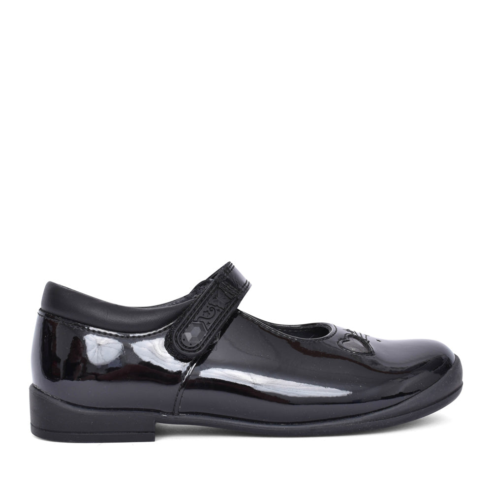 Girls Stardust Black Patent Mary Jane Shoe In Kids F Fit