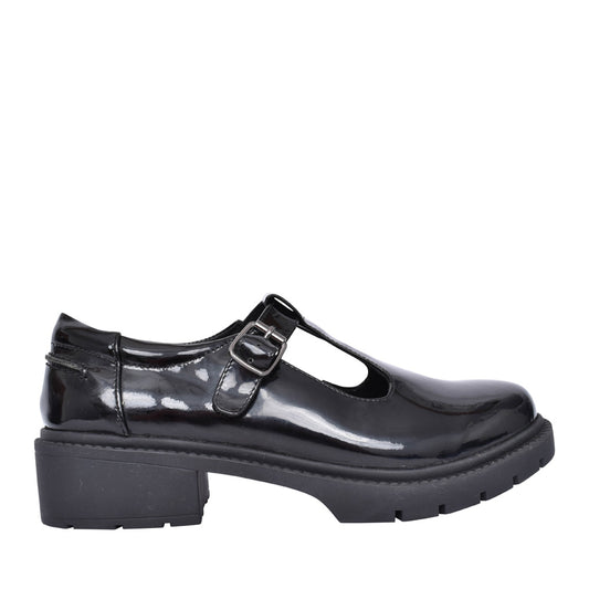 Girls Brunel T-bar Shoe In Blk Patent