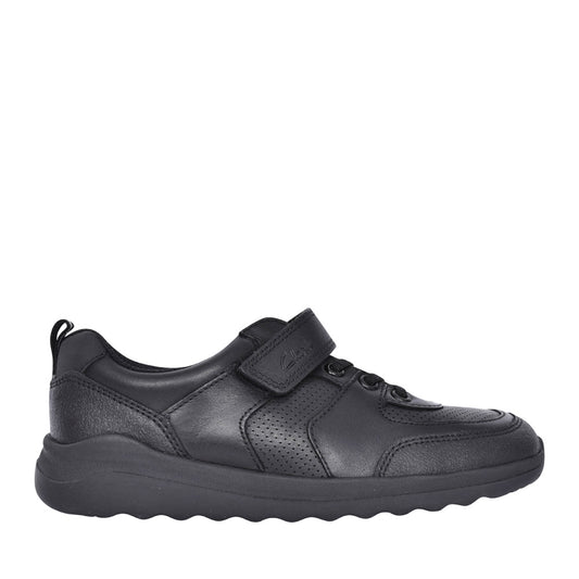 Boys Daze Bright Kids Black Leather Velcro Shoe In Kids F Fit