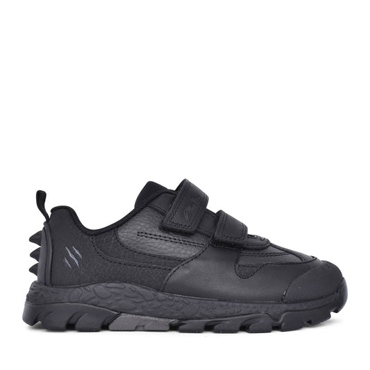 Boys Steggy 2 Pace Kids Black Leather Velcro Shoe In Kids G Fit