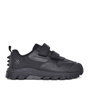 Boys Steggy 2 Pace Kids Black Leather Velcro Shoe In Kids H Fit