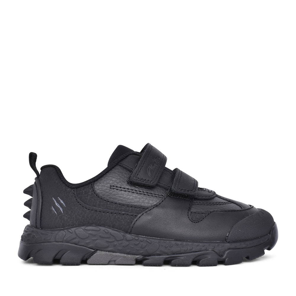 Boys Steggy 2 Pace Kids Black Leather Velcro Shoe In Kids H Fit