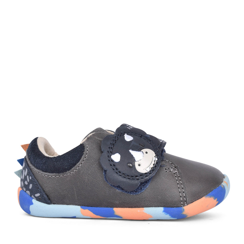 Boys Roamer Tri Toddler Grey & Blue Velcro Shoe In Kids F Fit