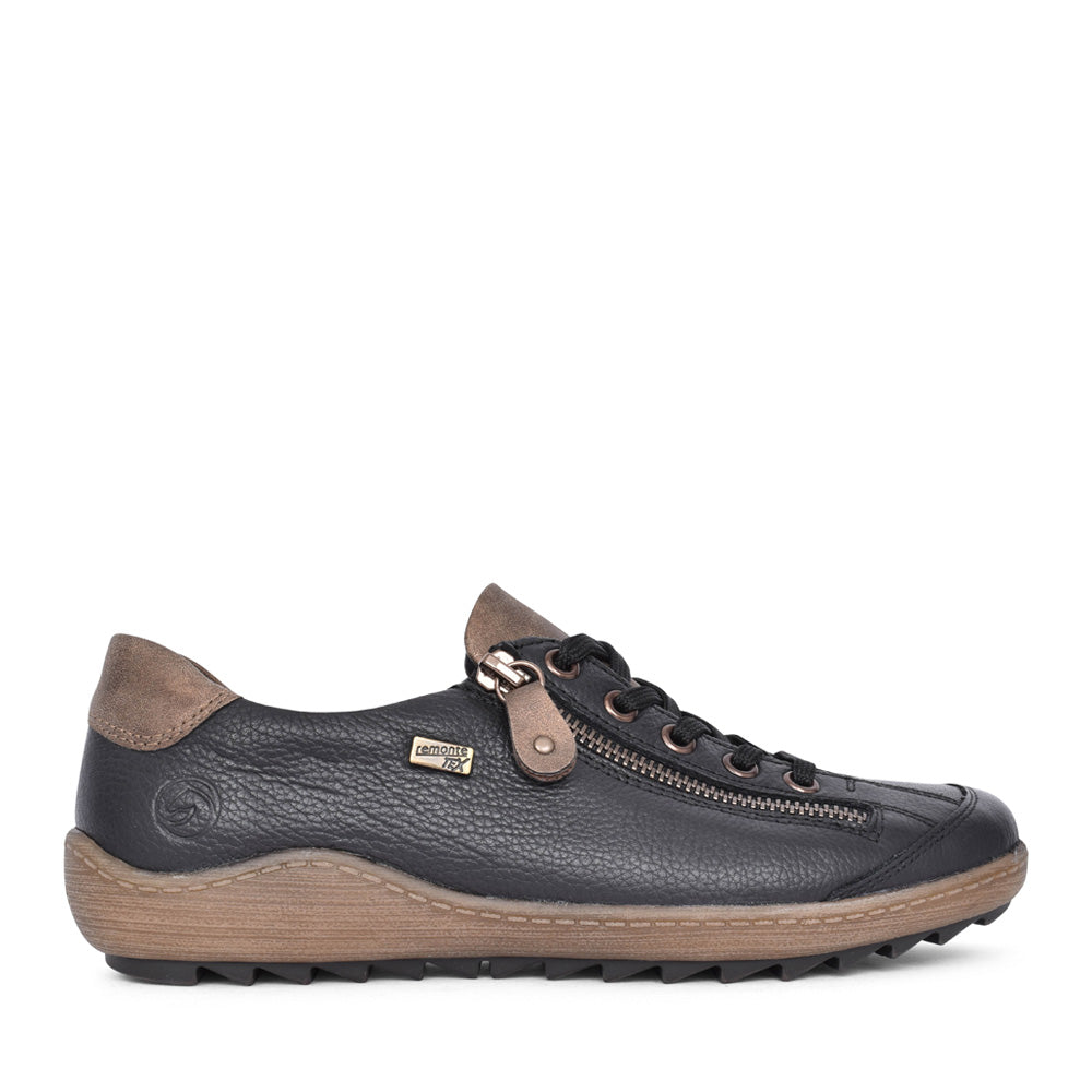 Ladies R1402 Tex Laced Trainer In Black