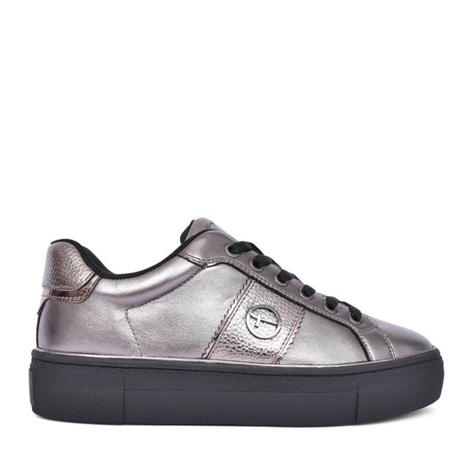 Ladies 1-23724 Laced Trainer In Pewter
