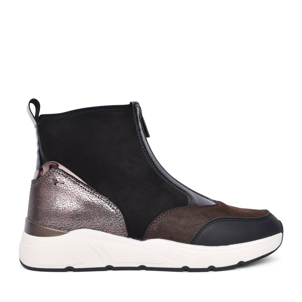 Ladies 1-25254 Ankle Boot In Black Multi