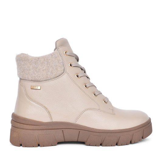 Ladies 9-26215 Laced Ankle Boot In Beige