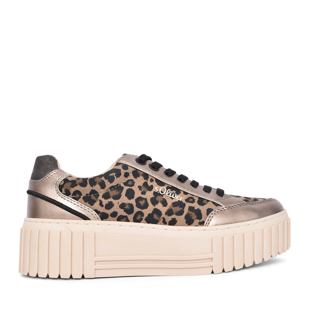 Ladies 5-23662 Laced Trainer In Leopard