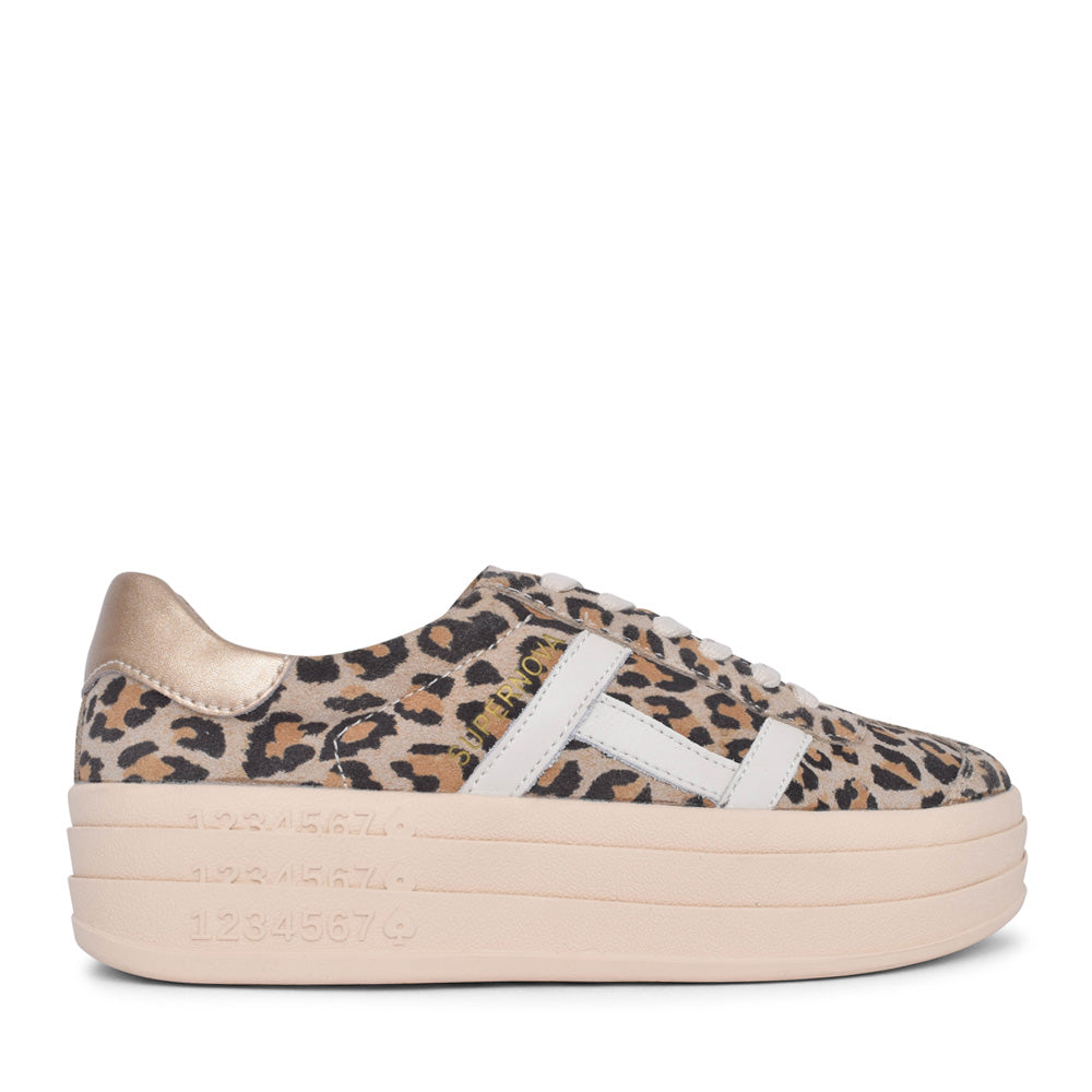 Ladies Sixty Eight Laced Trainer In Cheetah