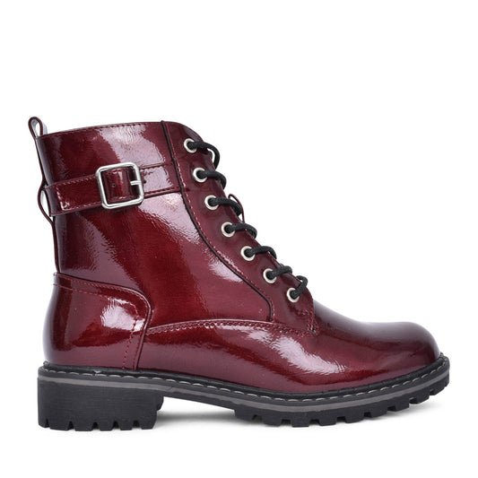 Ladies Parlour Glw030 Laced Ankle Boot In Burgandy