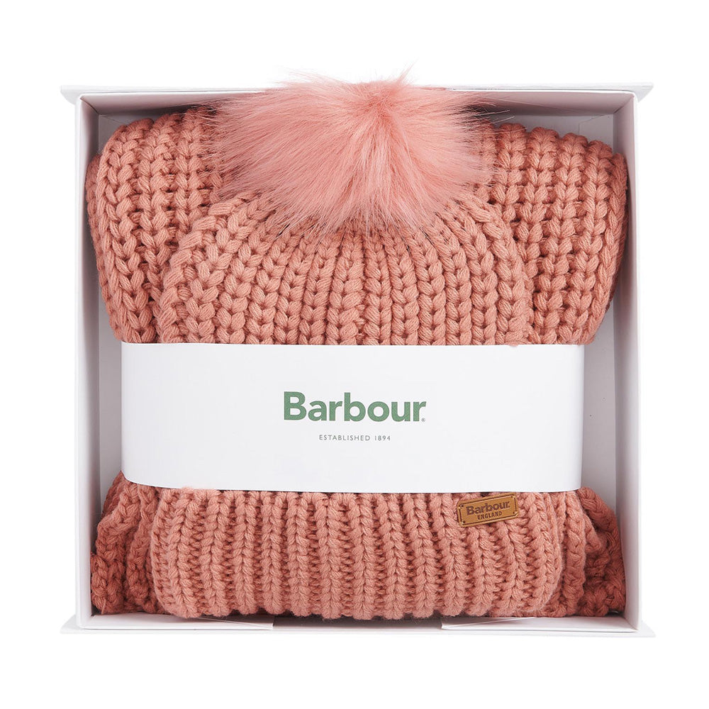 Ladies Saltburn Beanie And Scarf Gift Set In Pink