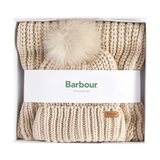Ladies Saltburn Beanie And Scarf Gift Set In Pearl