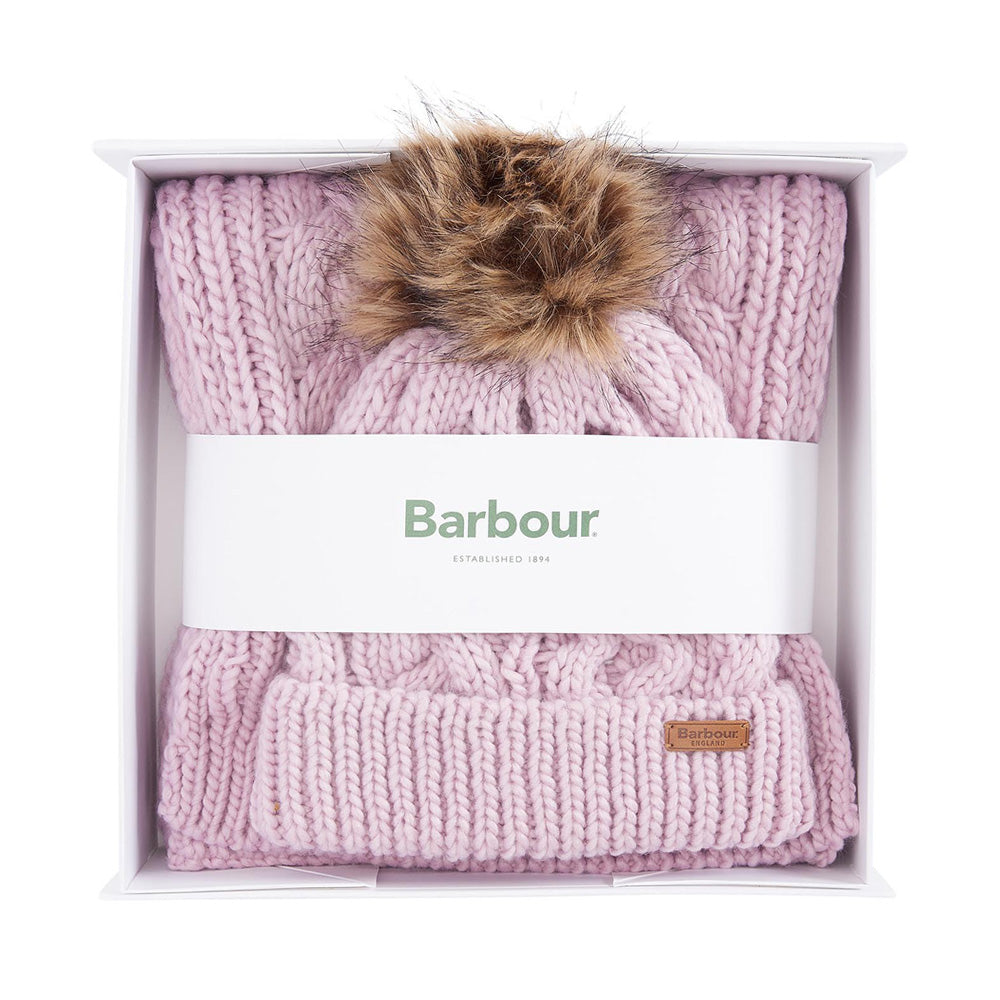 Ladies Penshaw Beanie And Scarf Gift Set In Lavender