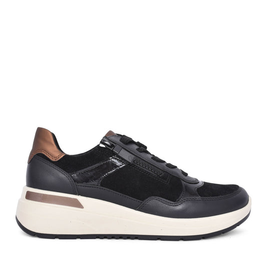 Ladies 12-57702 Garda Laced Trainer In Black