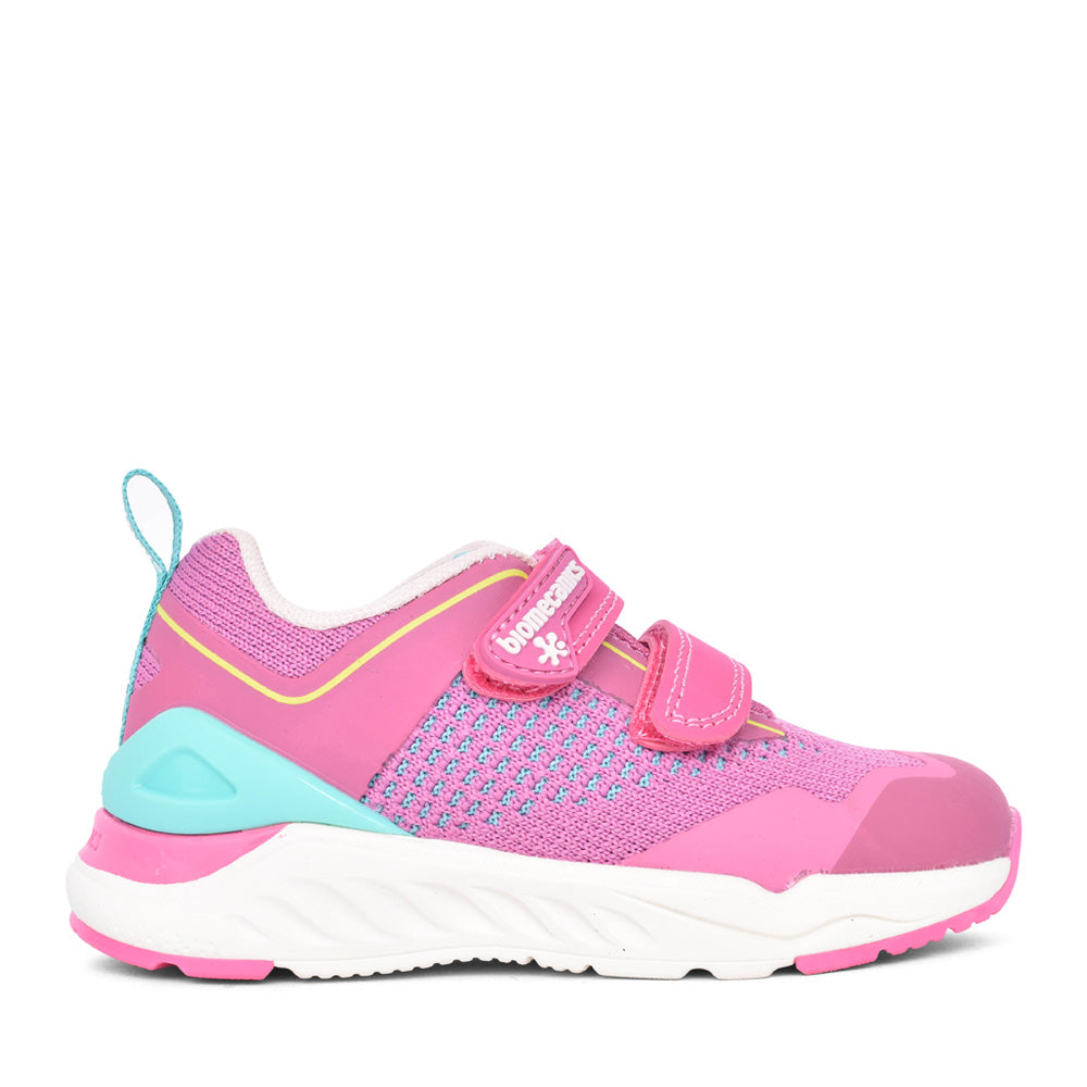 Girls 241261 Double Velcro Trainer In Fuchsia