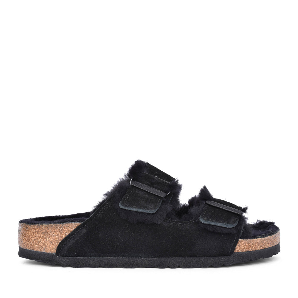 Ladies 752663 Arizona Shearling Suede Mule In Black