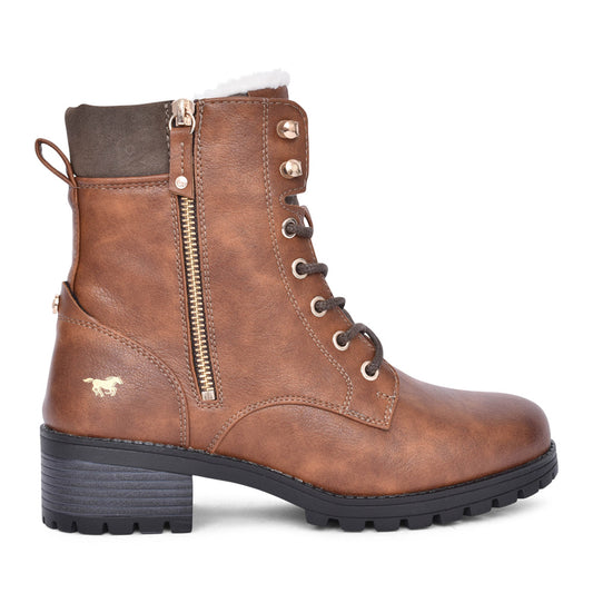 Ladies 1435603 Low Heel Laced Ankle Boot In Cognac