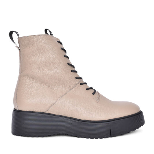 Ladies A-9350 Laced Ankle Boot In Taupe