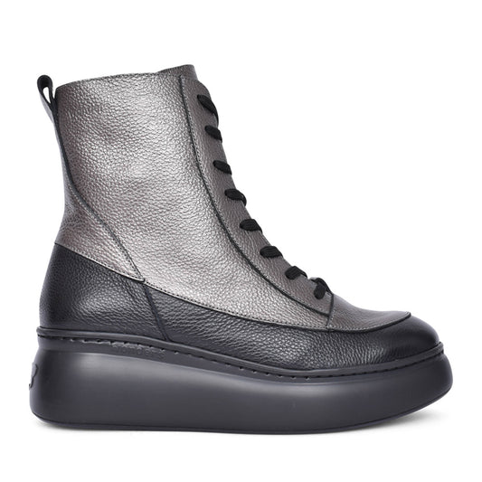 Ladies A-2663 Platform Ankle Boot In Pewter