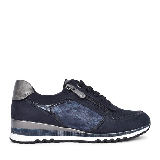 Ladies 2-23785 Laced Trainer In Navy