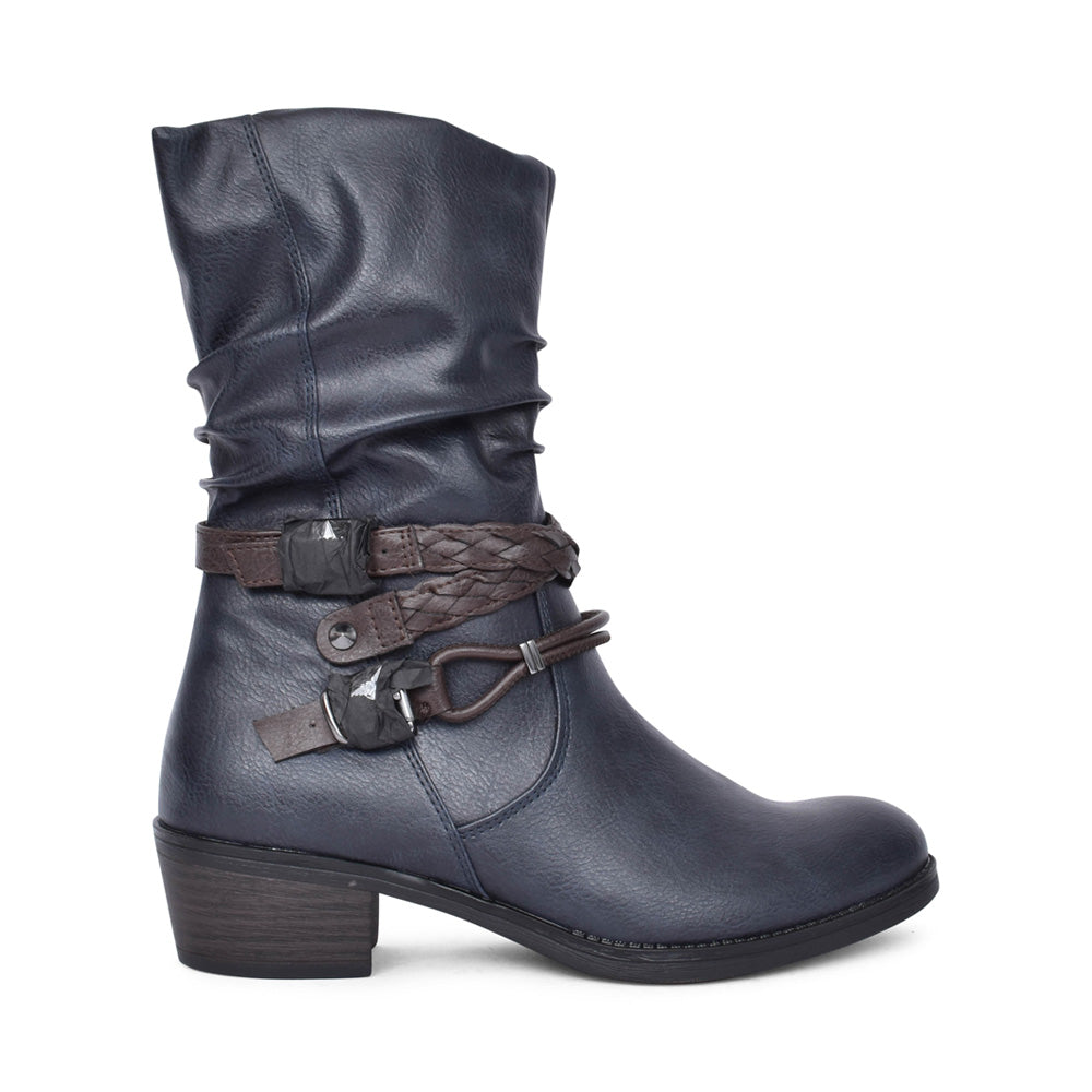 Ladies 2-25316 Calf Boot In Navy