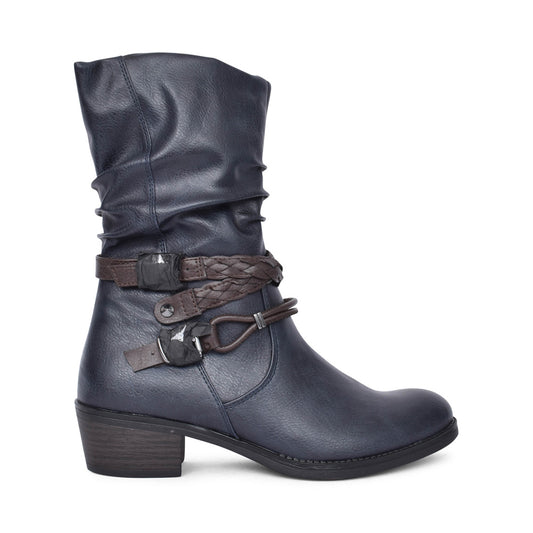 Ladies 2-25316 Calf Boot In Navy