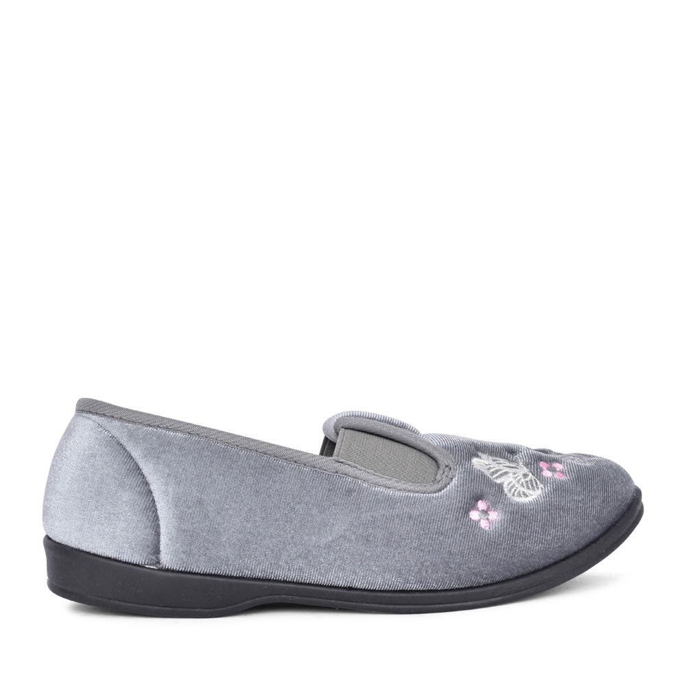 Ladies Cherish Full Slipper In Grey