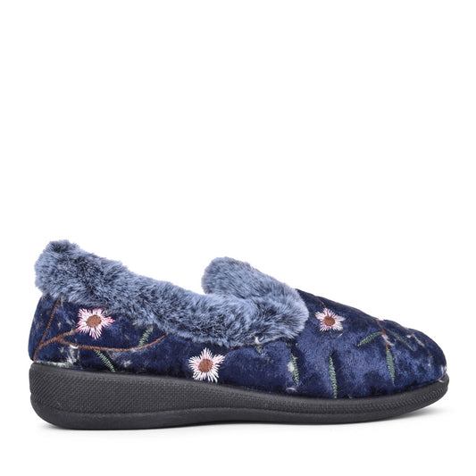 Ladies Mabel Full Slipper In Navy