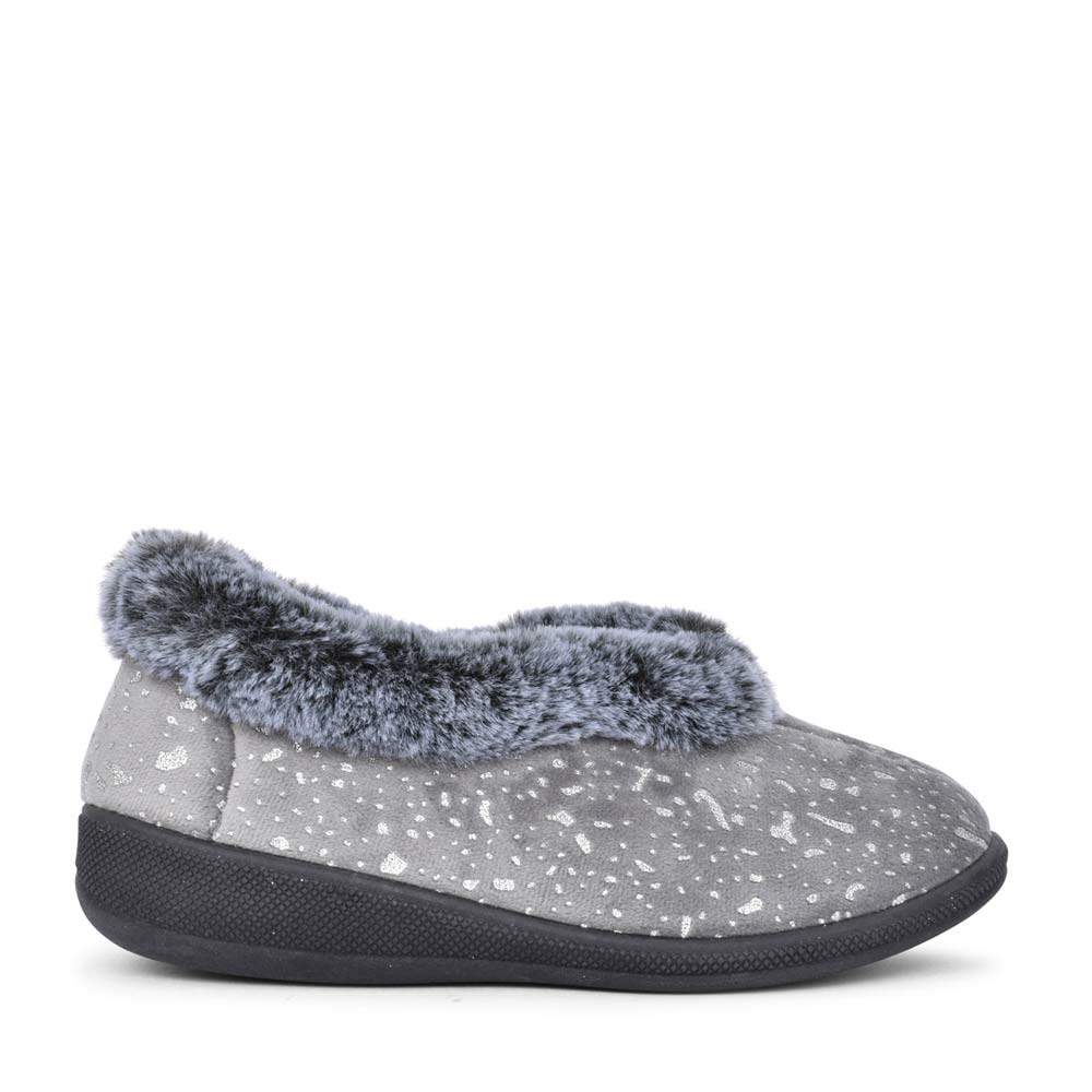 Ladies Jacinta Full Slipper In Grey