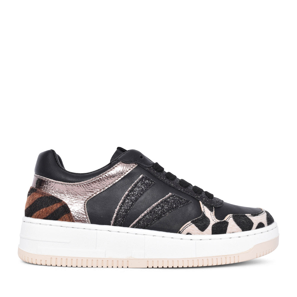 Ladies For You Platform Trainer In Black Multi