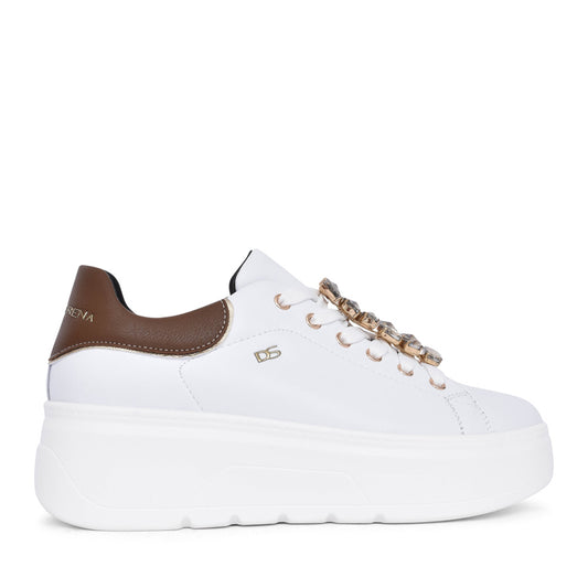 Ladies Kate Platform Trainer In White