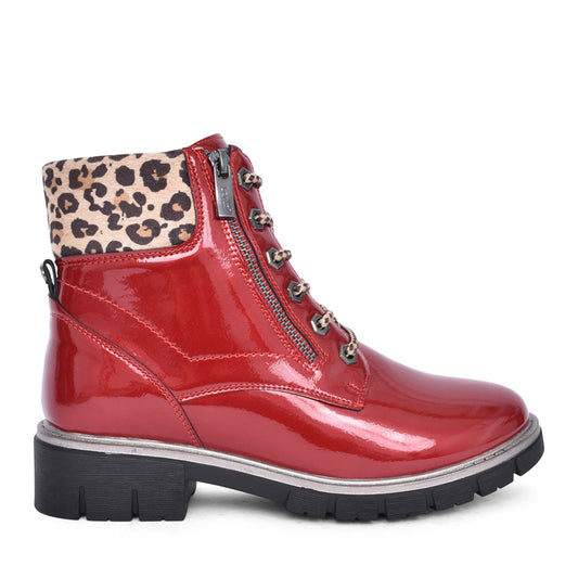 Ladies Charleston Ulb383 Laced Ankle Boot In Red