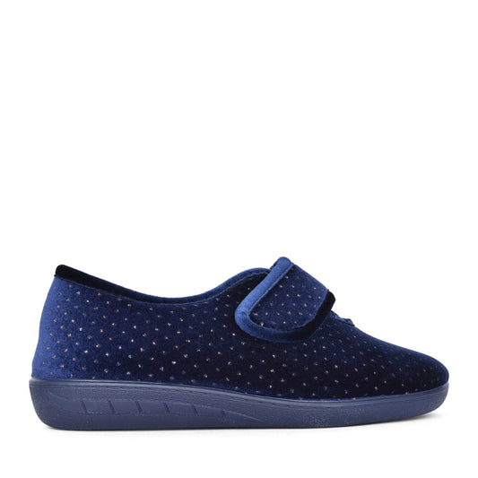Ladies Janet Ulh090 Velcro Slipper In Navy