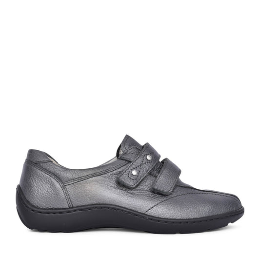 Ladies 496301 Henni Double Velcro Shoe In Grey