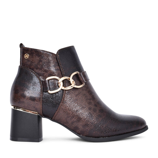 Ladies Ramaqia Block Heel Ankle Boot In Choco