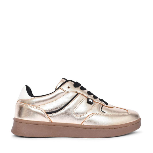 Ladies 143384 Laced Trainer In Gold