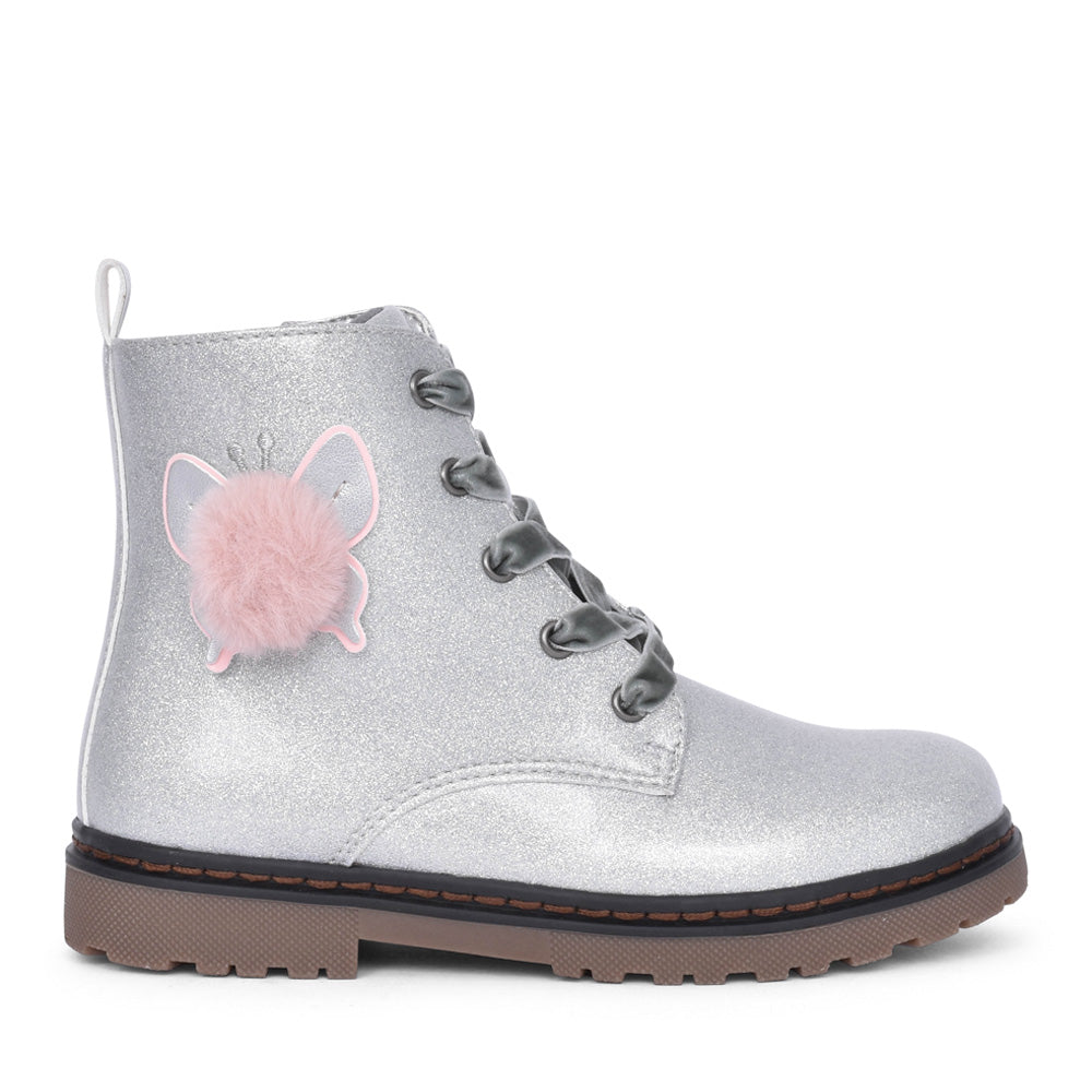 Girls 150659 Laced Ankle Boot In Silver